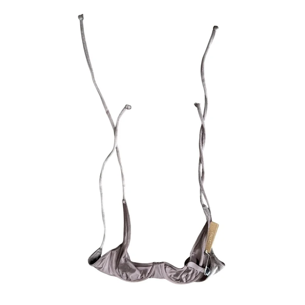 SKIMS Velvet Swim Underwire Scoop Top Umber Brown Bikini XS BT-SCP-8256W NEW